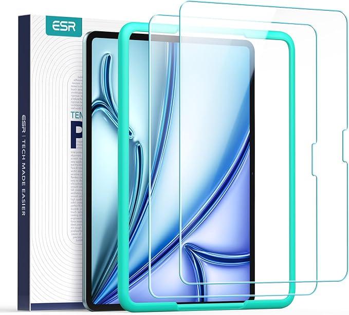ESR 1 Pack Screen Protector for iPad Air 11 Inch M4/M3/M2 2026/2025/2024 (8th/7th/6th Generation), 9H Tempered Glass with Alignment Frame, Anti-Scratch, Bubble Free, HD Clarity, Apple Pencil Support