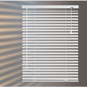 HIDODO Corded Aluminum Mini Blinds Horizontal Window Blinds, Anti-UV Waterproof Light Adjustment Metal Blinds for Windows and Home, 20" W x 64" L, White
