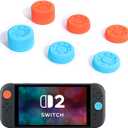 DLseego 6PCS Thumb Grips Designed for Nintendo Switch 2 2025, Soft Silicone Joycon Analog Controller Protective Anti-Slip Cover Button Joycon Joystick Caps Covers, 3 Heights, Wheel - Blue Orange