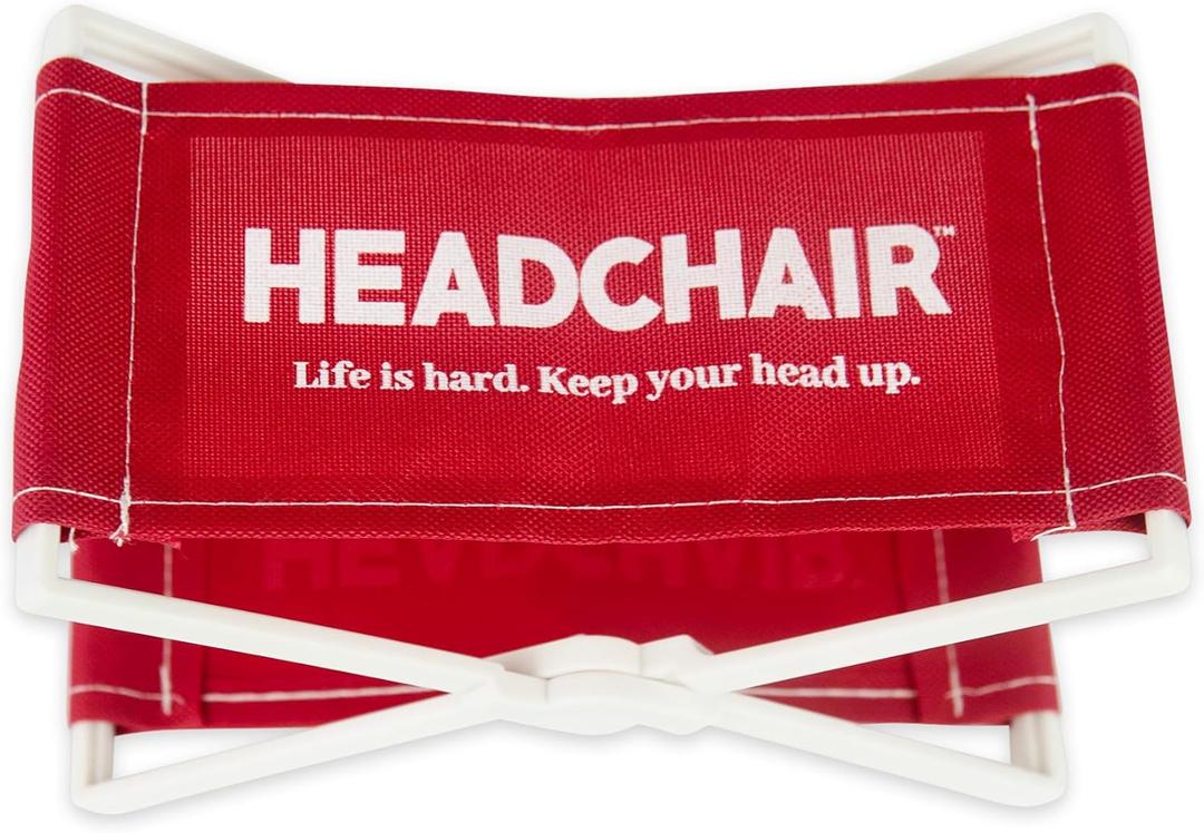 HeadChair Vintage Beach Lounger Headrest | Compact Folding Beach Pillow (Retro Red)