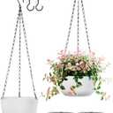 Set of 2 Hanging Pots for Plants Indoor Outdoor, 8 Inch Self-Watering Hanging Planters with Internal Saucer, Drainage Hole & Plug (Hooks)