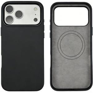Leather Phone Case for iPhone 17 Pro Max,Magnetic Attraction,Camera Protection,Slim Wireless Charging Phone Case 6.9inch (Black)
