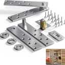 Door Pivot Hinge, Hidden Door Hinge for Wood Secret Door Heavy Duty Pivot Door Hardware for Max 300 Lbs Hidden Door Bookcase 360 Degree Rotation Stainless Steel (Silver2)