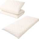 EMOOR Extra-Thick Japanese Futon Mattress Hem-Less Small-Twin Made in Japan White, Foldable Floor Sleeping Bed Tatami Mat