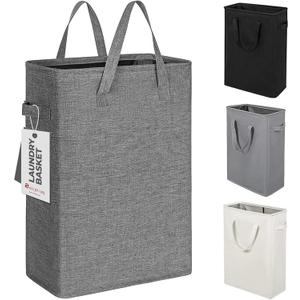 ZERO JET LAG Slim Laundry Hamper With Handles Collapsible Laundry Basket Thin Dirty Clothes Basket Narrow Laundry Bag Foldable Dirty Cloth Hamper 45L (24 inches,Dark Grey)