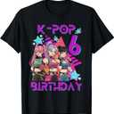 6 Years Old Birthday K pop Kids 6th Birthday Girls K-pop T-Shirt M