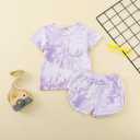 Toddler Baby Girl Summer Outfits Short Sleeve T-Shirt and Shorts 2Pcs Clothes Set for Girls (Purple)