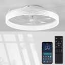 zouzai Ceiling Fans with Lights, Flush Mount Ceiling Fan with Lights and Remote, 6 Wind Speeds Smart Low Profile Ceiling Fan for Bedroom
