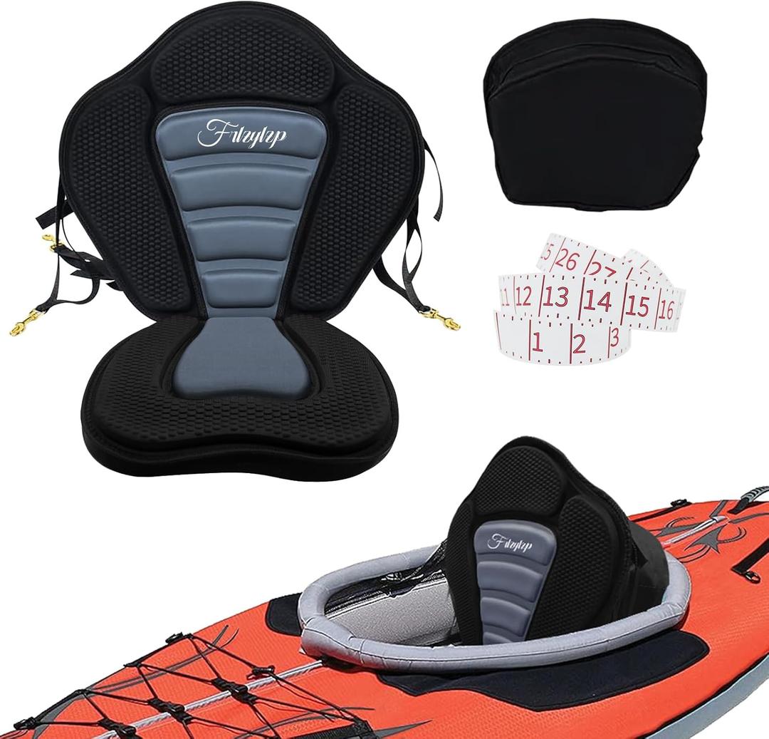 Thickened Kayak Seats - Premium Shockproof Seats with Back Support for Kayaking, Canoeing, Fishing, Paddle Boarding - Comfort, Versatility and Extra Storage (Gray, 1 pcs)