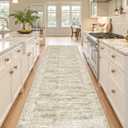 Kitchen Runner Rugs Non Skid Washable - 2.5 x 10 Runner Rug with Anti Slip Backing, Ultra-Thin Soft Rug Runner for Hallway, Bedroom, Living Room (2.5'x10', Brown/Ivory)
