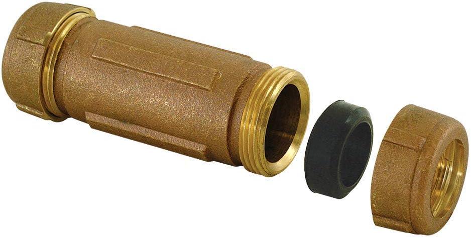 EZ-FLO 20543LF Long Pattern Compression Coupling, 1/ 2 inch IPS x 3/ 4 inch Copper, 5 inch Length, brass