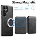 JCGOOD Magnetic Case for Samsung Galaxy S25 Ultra with 2in1 Detachable Card Holder, Military Protection, Flip Kickstand, Compatible with MagSafe &Wireless Charging, Brown Leather Phone S25Ultra Cover
