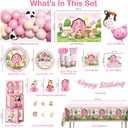 313pcs Farm Birthday Decorations for Girl, Worry-free One-stop Set for 25 Guests, with Thick Plates Banner Centerpieces and Cupcake Toppers, Easy Setup for Farm Themed Party