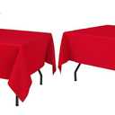 Red Rectangle Table Cloth - 2 Pack, 60" × 84" Washable Fabric Tablecloth for 5FT Tables, Wrinkle-Resistant & Heat-Proof Table Cover for Weddings, Dinners & Parties