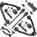 4WD Front Upper Control Arms w/Ball Joints Tie Rods Suspension Kit for 1999-2006 Chevy Avalanche Suburban Silverado 1500 Tahoe, GMC Sierra 1500 Yukon, 2000-2006 Cadillac Escalade (13pc Set)