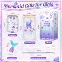 Clexela Birthday Gifts for 4 5 6 7 8 9 10 11 12 Year Old Girls Monogrammed Initial Glass Cups,16oz Glass Cups with lid and straw, Personlized Valentine Mermaid Gifts for Kids Girls Purple K
