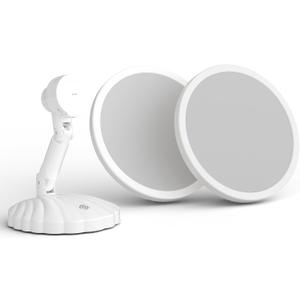 Portable Travel Vanity Mirror with Lights,Interchangeable Mirror Design,1/15X Magnifying Mirror,Stepless Adjustable Lighted Makeup Mirror,3 Color Modes,Desk or Travel Use