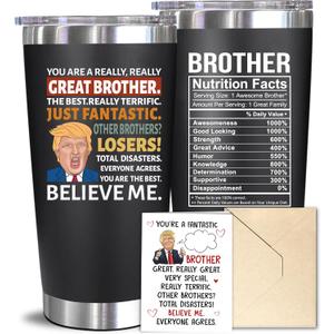 NewEleven Gifts For Brother - Brother Birthday Gifts For Big, Little Brothers, Siblings, Bro In Law - Funny Brothers Gift From Sister, Bro - 20 Oz Tumbler, Brother Black