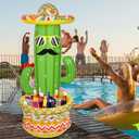 Triumpeek Inflatable Cactus Cooler, 55" Fiesta Cactus Ice Bucket Wearing Sombreros for Summer Swimming Pool Hawaiian Themed Party Supplies