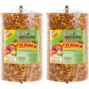 C&S Ready to Use Hot Pepper Bird Seed Cylinder, Spicy Wild Bird Outdoor Feeder with Hanger, 1.76 Pound Cylinder, 2 Pack, BBD: 10/21/2028