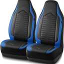 Skechers Memory Foam Car Seat Covers, Leather High Back Seat Covers Quilting Design,Waterproof Sports Car Seat Covers Front Seats,Airbag Compatible, Universal Fit for Most Cars, SUVs,Trucks,Blue
