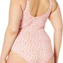 Amazon Essentials Women's One-Piece Coverage Swimsuit (Available in Plus Size) (Pale Peach Micro Floral)