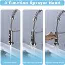 Wall Mount Kitchen Faucet, 8 Inch Center Wall Mount Kitchen Sink Faucet with Pull Down Sprayer Commercial, Brushed Nickel