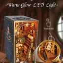 DIY Book Nook Kit - Magic 3D Wooden Booknook Bookshelf Decor with LED Lights, Enchanted Magic Miniature House Dollhouse Building Set, Creative Craft Gift for Adults, Teens & Book Lovers