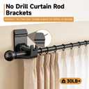Universal Heavy Duty Curtain Rod Brackets, No Drill Curtain Rod Brackets with Adhesive & Invisible Nail, 30+LB Load Curtain Rod Holders, Damage Free Curtain Rod Hooks for Wall, Bathroom, Kitchen 4PC