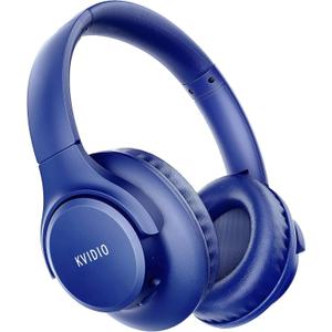 KVIDIO Bluetooth Headphones Over Ear, 65 Hours Playtime Wireless Headphones with Microphone, Foldable Lightweight Headset with Deep Bass, HiFi Stereo Sound Low Latency for Travel Work Cellphone