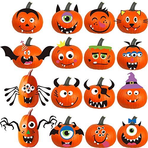 DIYASY Foam Pumpkin Decorations Craft Kit,32 Pcs Halloween DIY Pumpkin Face Stickers for Kids Halloween Party Decoration 2 Pack