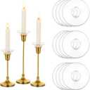 Glasseam Candle Drip Protectors for Candle Stick Candle Holder, Clear Glass Bobeches for Candlesticks Set of 12, Round Wax Catchers for Candles, Taper Candle Holders for Table Centerpiece Wedding