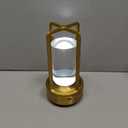 Portable Metal Table Lamp for Indoor/Outdoor ,Rechargeable Cordless LED Lamp, 3-Colour Infinitely Dimming Battery Powered Small Desk Lamp, Restaurant/Bedroom/Bar/Coffee Shop/Camping Light (Gold)