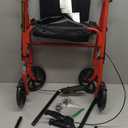 Drive Medical Rollator Walker with Seat - Stable Mobility Support - Height Adjustable - Durable Steel Frame Construction - Smooth 7.5" Wheels - Foldable Frame - 350 Lb Limit - Red