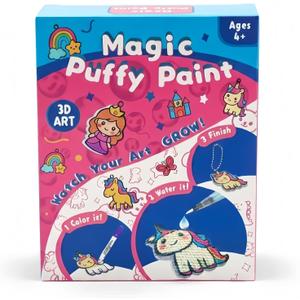 SJHSJH Aqua Puffs 3D Art Kit for Kids, Mess-Free Paint by Number Crafts with Princesses & Unicorns, DIY Color & Inflate Activity Set, Creative Travel Toy & Gift for Girls & Boys Ages 4-10