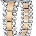 TOYOUTHS Beaded Bracelet Compatible with Apple Watch Bands 38/40/41/42/44/45/46/49mm Women, Dressy Fancy Stainless Steel Metal Elegant Jewelry Strap for iWatch Series 11 10 9 8 7 6 5 4 Ultra/SE 3 2 1 (Silver/Rose Gold)