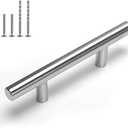 homdiy 7Pack Cabinet Handles Brushed Nickel Cabinet Hardware 3in Hole Centers Cabinet Door Handles for Kitchen Cabinets, Modern Drawer Pulls Stainless Steel Handle Pulls