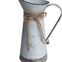 MISIXILE Rustic Metal Farmhouse Pitcher, Primitive Flower Vase Shabby Chic Vase for Home Decor -10.6"(Misty Grey)