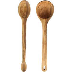 Bloomhouse - Two Time Oprah's Favorite Things Winner - Italian Olive Wood 2-Piece Kitchen Utensil Set  Extra-Large 14-Inch Ladle and Tasting Spoon, Durable Wooden Cooking Tools