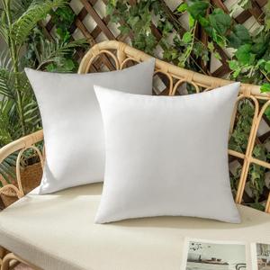 Woaboy Set of 2 Outdoor Waterproof Throw Pillow Covers Decorative Farmhouse Linen Pillowcases Solid Cushion Cases for Patio Tent Balcony Couch Sofa Livingroom White 16x16 inch