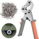 KING PIECES Grommet Tool Kit Handheld Hole Punch Pliers Portable Grommet Hand Press Manual Puncher w/ 500pcs Silver Grommets of 1/4 Inch (6mm)