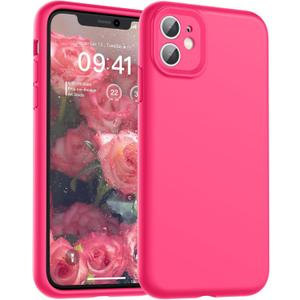 2 x SUPFINE Designed for iPhone 11 Case,Premium Liquid Silicone with [Soft Anti-Scratch Microfiber Lining][Upgraded Camera Protection] Slim Shockproof Protective Phone Case for Men Women Girls,Hot Pink