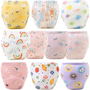 Upairy Potty Training Pants Cotton Absorbent Training Underwear for Toddler Boy and Girls 2T-5T,Soft Absorbent & Leak-Proof with Characters(10PCS,S)