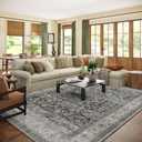 Machine Washable Rugs for Living room: 8x10 bedroom Rug Vintage Boho Area Rug Stain Resistant Non Slip Low Pile Lightweight Soft Carpets for Living room Dining Room Kitchen Nursery Kids Room Farmhouse