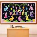 Pajean Happy Easter Bulletin Board Set 3D Honeycomb Classroom Decoration Easter Bunny Egg Cutouts Spring Bulletin Board Classroom DIY Craft Kit for Party School Chalkboard Home Door Wall Window