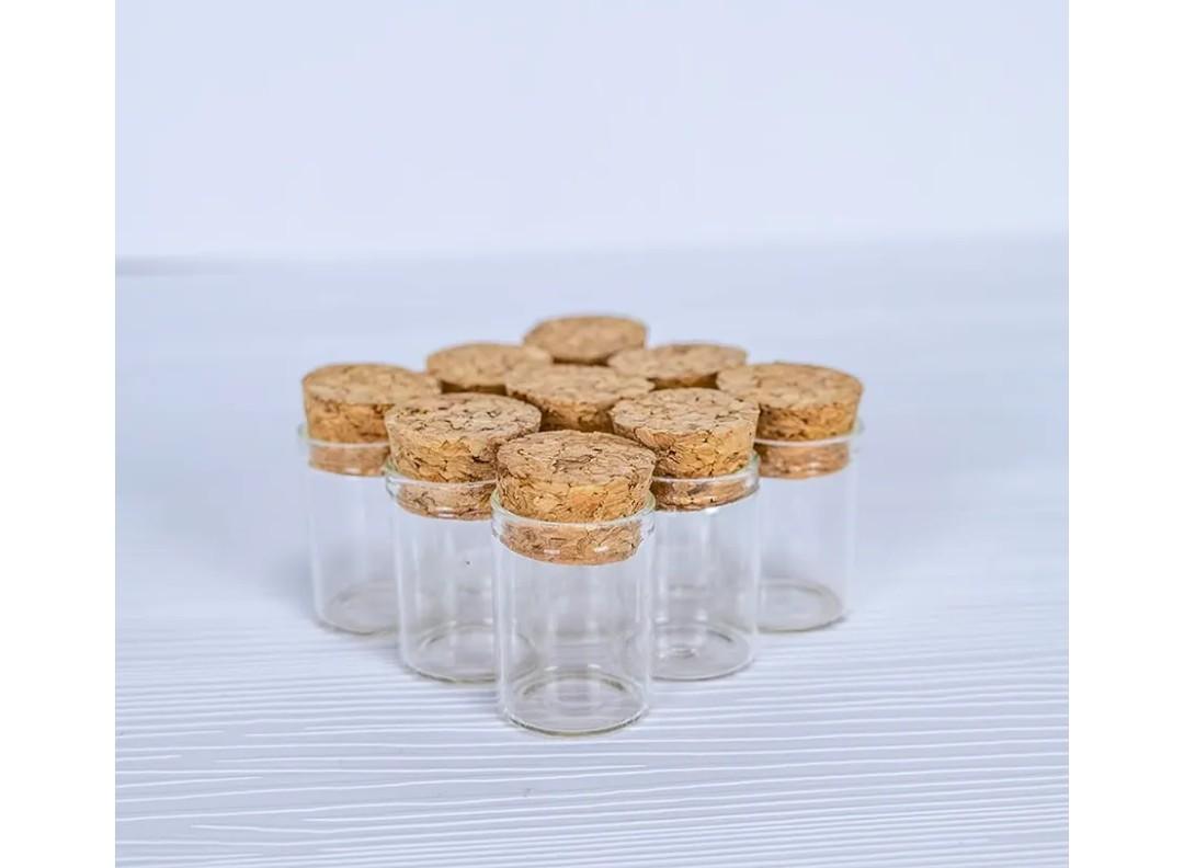 4 Pcs Empty Transparent Test Tube Glass Bottle Vials With Cork Stopper, Clear Glass Bottles Jars for Wedding Favors Art Crafts DIY (22x30x17mm 0.17 OZ)