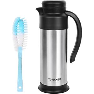 Creamer Pitcher for Coffee,1L/34 Oz Thermal Coffee Carafe,Stainless Steel Coffee Carafes for Keeping Hot and Cold,Double-Wall Design,12-Hour Hot & Cold,Leak-Proof, Portable for Travel,Camping,Office