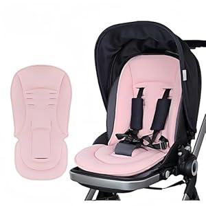 Baby Stroller Seat Liner - 2" Thick 3D Filled Cotton for Winter/ Spring Warmth, 4-Season Reversible Cushion, Spine Support Pad for Most Strollers (Pink)