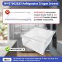 WP67002633 Refrigerator Crisper Drawer Compatible with whirlpool, amana, crosley, jenn-air, kenmore, kitchenaid and maytag GB2FHDXWS07 etc, Refrigerator Crisper Pan Replace for 12530501, 12530505 etc