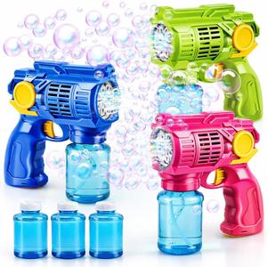 TOY Life 3 Pack Bubble Guns for Kids, Automatic Bubble Blower, Leakproof & Lightweight, Outdoor Summer Toys for Beach Travel, Easter Basket Stuffer, Party Favor, Birthday Gift for Toddlers Boys Girls